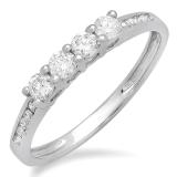 0.50 Carat (ctw) 14k White Gold Round Diamond Ladies Bridal Anniversary Wedding Band Stackable Ring 1/2 CT