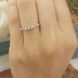 0.10 Carat (ctw) 10k White Gold Round Diamond Ladies Bridal Crossover Swirl 3 Stone Promise Engagement Ring 1/10 CT