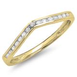 0.10 Carat (Ctw) 10K Yellow Gold Round Cut Diamond Ladies Anniversary Wedding Stackable Band Contour Guard Ring 1/10 CT