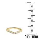 0.10 Carat (Ctw) 10K Yellow Gold Round Cut Diamond Ladies Anniversary Wedding Stackable Band Contour Guard Ring 1/10 CT