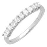 0.50 Carat (ctw) 14k White Gold Princess Cut White Diamond Ladies Bridal Wedding Band Anniversary Stackable Ring 1/2 CT