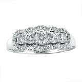 1.10 Carat (ctw) 14k White Gold Round Diamond Ladies Bridal 5 Stone Vintage Engagement Ring 1 CT