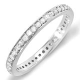 0.48 Carat (ctw) 14k White Gold Round Diamond Ladies Wedding Anniversary Eternity Band Stackable Ring 1/2 CT