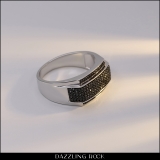 0.48 Carat (ctw) Platinum Plated Sterling Silver Round Black Diamond Men's Flashy Hip Hop Pinky Ring 1/2 CT