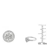 0.15 Carat (ctw) 10K White Gold Round White Diamond Ladies Bridal Heart Shaped Promise Ring