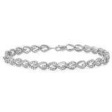 1.00 Carat (ctw) 14K White Gold Round White Diamond Ladies Tennis Link Bracelet 1 CT