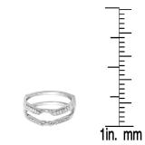 0.23 Carat (ctw) 14k White Gold Round Diamond Ladies Bridal Anniversary Wedding Band Guard Double Ring 1/4 CT
