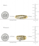 0.15 Carat (ctw) 10K Yellow Gold Round White Diamond Men & Women's Engagement Ring Trio Set