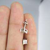 0.05 Carat (ctw) 10K White Gold Round Diamond V Prong Square Shape Men's Hip Hop Iced Stud Earrings