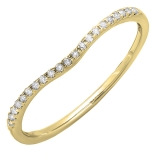 0.10 Carat (ctw) 10K Yellow Gold Round Cut White Diamond Ladies Anniversary Wedding Stackable Band 1/10 CT