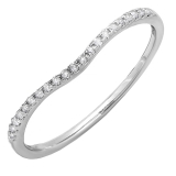 0.10 Carat (ctw) 14K White Gold Round Cut White Diamond Ladies Anniversary Wedding Stackable Band 1/10 CT