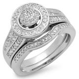 0.50 Carat (ctw) 14K White Gold Round White Diamond Ladies Split Shank Bridal Engagement Ring Set Matching Wedding Band 1/2 CT