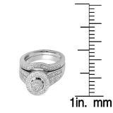0.50 Carat (ctw) 14K White Gold Round White Diamond Ladies Split Shank Bridal Engagement Ring Set Matching Wedding Band 1/2 CT