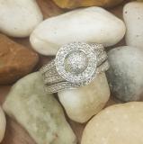0.50 Carat (ctw) 14K White Gold Round White Diamond Ladies Split Shank Bridal Engagement Ring Set Matching Wedding Band 1/2 CT