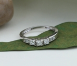 0.60 Carat (ctw) 14K White Gold Princess Diamond Ladies 3 Stone Bridal Engagement Ring