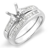 0.50 Carat (ctw) 10k White Gold Princess Diamond Ladies Bridal Semi Mount Engagement Ring Set 1/2 CT (No Center Stone)