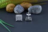 0.55 Carat (ctw) Platinum Plated Sterling Silver Round Diamond Dice Shape Ice Cube Men's Hip Hop Iced Stud Earrings 1/2 CT