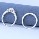 1.00 Carat (ctw) 14k White Gold Round Diamond Ladies 3 Stone Split Shank Bridal Engagement Ring Matching Band Set 1 CT