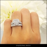0.38 Carat (ctw) 10k White Gold Round Diamond Ladies Bridal Heart Shape Engagement Ring Set With Matching Band