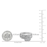 0.38 Carat (ctw) 10k White Gold Round Diamond Ladies Bridal Heart Shape Engagement Ring Set With Matching Band