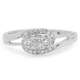 0.30 Carat (ctw) 10k White Gold Princess & Round Diamond Ladies 3 Stone Bridal Swirl Split Shank Promise Engagement Ring 1/3 CT