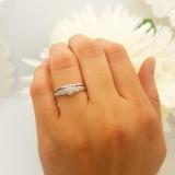 0.15 Carat (ctw) Sterling Silver Round Diamond Ladies Bridal Engagement Ring Matching Band Set