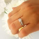0.15 Carat (ctw) Sterling Silver Round Diamond Ladies Bridal Engagement Ring Matching Band Set