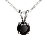 0.73 Carat (ctw) 14k White Gold Round Black Diamond Ladies Solitaire Pendant 3/4 CT