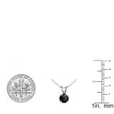 0.73 Carat (ctw) 14k White Gold Round Black Diamond Ladies Solitaire Pendant 3/4 CT