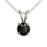 0.50 Carat (ctw) 14K White Gold Round Black Diamond Ladies Solitaire Pendant 1/2 CT