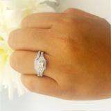 0.55 Carat (ctw) 10k White Gold Princess & Round Diamond Ladies Bridal Engagement Ring Set with Matching Band 1/2 CT