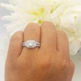 0.55 Carat (ctw) 10k White Gold Princess & Round Diamond Ladies Bridal Engagement Ring Set with Matching Band 1/2 CT