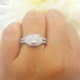 0.55 Carat (ctw) 10k White Gold Princess & Round Diamond Ladies Bridal Engagement Ring Set with Matching Band 1/2 CT