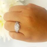 0.55 Carat (ctw) 14K White Gold Princess & Round Diamond Ladies Bridal Engagement Ring Set with Matching Band 1/2 CT