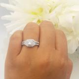 0.55 Carat (ctw) 14K White Gold Princess & Round Diamond Ladies Bridal Engagement Ring Set with Matching Band 1/2 CT