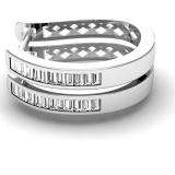 0.20 Carat (ctw) 10K White Gold Baguette Cut Diamond Ladies Hoop Earrings 1/5 CT