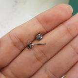 0.07 Carat (ctw) 14K White Gold Round Black Diamond Ladies Cluster Flower Stud Earrings