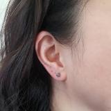 0.07 Carat (ctw) 10K White Gold Round Black Diamond Ladies Cluster Flower Stud Earrings