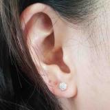0.06 Carat (ctw) 10K White Gold Round White Diamond Ladies Cluster Flower Stud Earrings