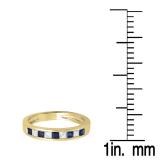 0.75 Carat (ctw) 14K Yellow Gold Princess Cut Blue Sapphire & White Diamond Ladies Anniversary Wedding Band Stackable Ring 3/4 CT