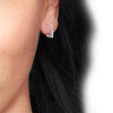 0.25 Carat (ctw) 14K White Gold Round Diamond Ladies 3 Stone Hoop Earrings 1/4 CT