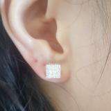 0.15 Carat (ctw) Sterling Silver Round White Diamond Ladies Square Shape Stud Earrings