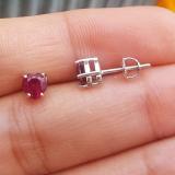 1.30 Carat (ctw) 14K White Gold Heart Shape Natural Ruby Ladies Stud Earrings 1 1/3 CT