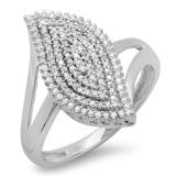 0.33 Carat (ctw) 10K White Gold Round White Diamond Ladies Cocktail Split Shank Engagement Ring 1/3 CT