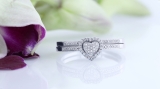 0.23 Carat (ctw) 14K White Gold Round White Diamond Ladies Heart Shaped Bridal Engagement Ring With Matching Band Set 1/4 CT