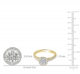 0.50 Carat (ctw) 14K Yellow Gold Princess & Round Diamond Ladies Halo Style Bridal Engagement Ring 1/2 CT