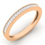 0.15 Carat (ctw) 10K Rose Gold Round Diamond Ladies Milgrain Anniversary Wedding Stackable Band