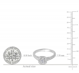 0.50 Carat (ctw) 14K White Gold Princess & Round Diamond Ladies Halo Style Bridal Engagement Ring 1/2 CT