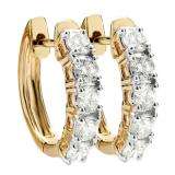 1.00 Carat (ctw) 10K Yellow Gold Round White Diamond Ladies Huggies Hoop Earrings 1 CT