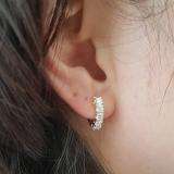 1.00 Carat (ctw) 10K Yellow Gold Round White Diamond Ladies Huggies Hoop Earrings 1 CT